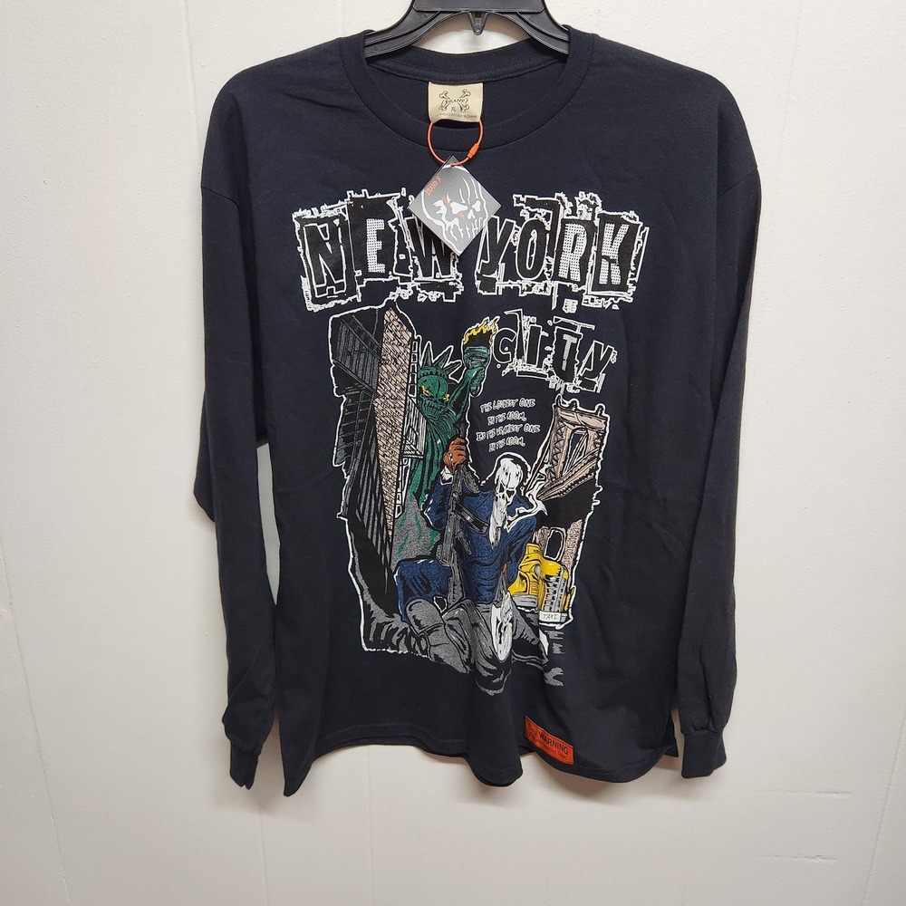 Brand X Shirt Mens XL Black New York City Graphic Long Sleeve Toxins Streetwear